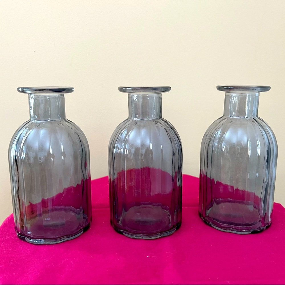 Hanihua Set of 3 Gray Glass Bud Vases